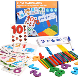 1 Set Wooden Number Or Alphabet Plus Learning Cards