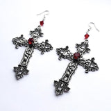 Hand Made Silver Tone Cross Earrings